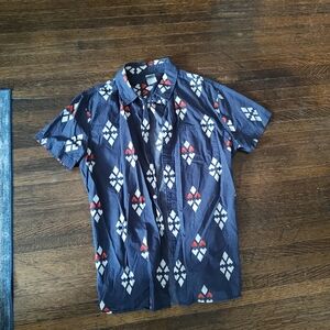 Hang Ten Navy and Red Patterned Casual Shirt